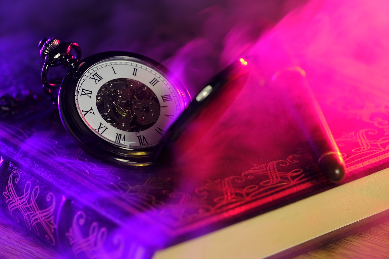 A pocket watch laying on a book that used self-publishing services