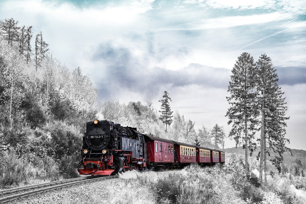 A train representing the journey of the story plot for self-publishing a book