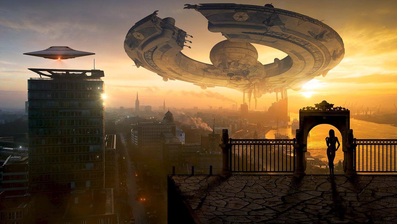 A science fiction background representing genre when self-publishing a book